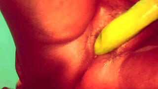 Chubby Asian village girl stuffs brinjal deep in shaved wet pussy then gets fucked hard with monster cock cumshot facial!