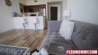 Hot blonde stepmom gives stepson best blowjob ever!