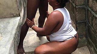 man my chubby ebony neighbor's huge boobs ass outside got me hard instantly bbc pounding