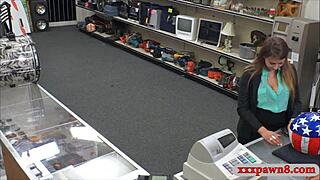 Big boobs amateur MILF railed hard by pawnshop guy monster cock blowjob tits