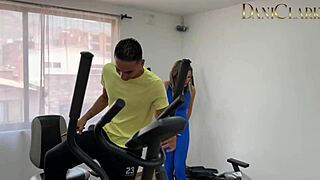 Gym friend bends latina over for rough pussy pounding ride?