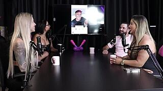 Tinder match game with Juli Figueiredo and Felipe Larrossa in sheer red