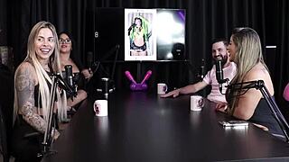 Tinder match game with Juli Figueiredo and Felipe Larrossa in sheer red