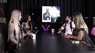 Tinder match game with Juli Figueiredo and Felipe Larrossa in sheer red