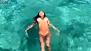 sexy monika fox's naked pool swims reveal her big tits shaved pussy in hot country