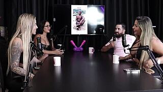 Tinder match game with Juli Figueiredo and Felipe Larrossa in sheer red