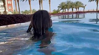 sexy monika fox's naked pool swims reveal her big tits shaved pussy in hot country