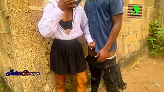 petite lagos schoolgirl bends for bbc creampie in doggystyle ride