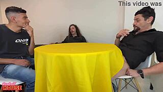 wanna see this slut open all holes for three guys in wild orgy?