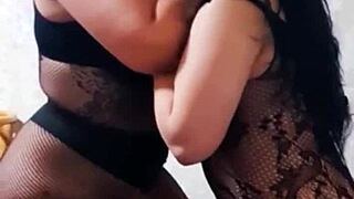 Stepmom teaches stepdaughter lesbian fucking pussy licking and orgasm