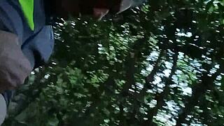 maîtresse kantalis offers her chained slave ebed for outdoor bdsm humiliation and cumshots