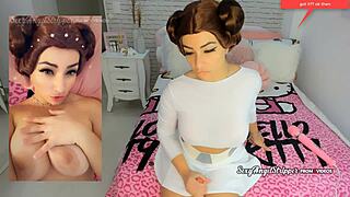 Princess Leia Cosplay Latina Gives JOI with Ahegao Ass Fingering and Anal Play
