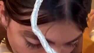 My sloppy deepthroat on 18yo brunette cock