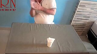 naked waitress's navel gets eaten outta by horny restaurant guest... damn hot milf tease!!