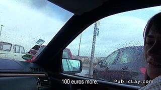 Hot Brunette Amateur Babe Slammed in Public Car Fuck. Daring Group Voyeur Thrill Awaits.