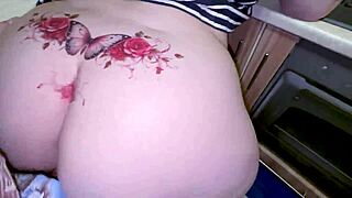 Kitchen heats up as stepson tests stepmom's tight ass from behind