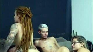 redhead dreads rides friend while his wife sucks me