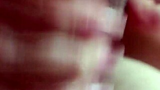 close-up big panties pulled aside for deep creampie in homemade dirty couple sex