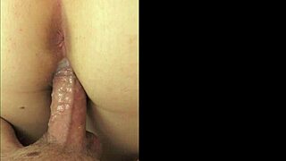 hot tattooed shemale bitch tied up bent over takes monster cock doggystyle in tight pussy till orgasm cumshot on ass