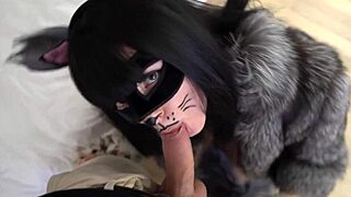 fur coat FETISH foxy gets FUCKED in fursuit with foxtail anal plug