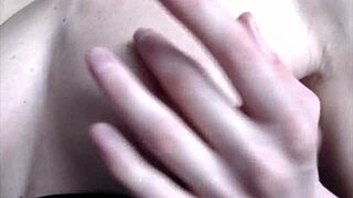 skinny blonde teen teases tits in steamy webcam session