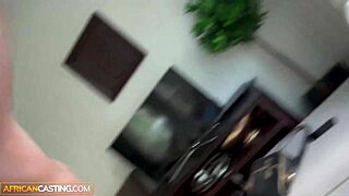 Super tight ebony pussy grips big white cock as she rides hard in producer's intense casting interview