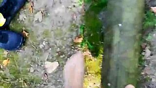 german nylon pantyhose feet balancing outdoor public barefoot sexy shoes toes fetish solo european amateur