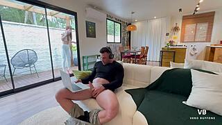 hey big ass stepmom catches me jerking off demands my load in epic facial finish??