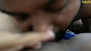 Desi indian kavita's close up creampie fuck with pussy lick and blowjob action