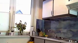 skinny brunette teen girlfriend's first closeup cock sucking and monster ride on webcam