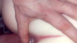 Tight girlfriend tests buttplug then takes doggy pounding