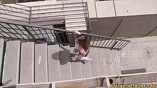 college brunette craves neighbor's monster cock ride