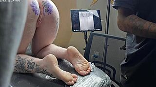 black pornstar tattoo mod around ass now bigger for creampie domination threesome?