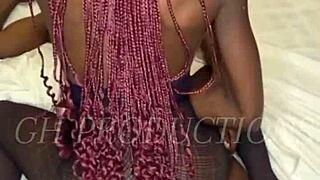 Skinny African Couple's Hot Foreplay Massage Handjob Petite Tits