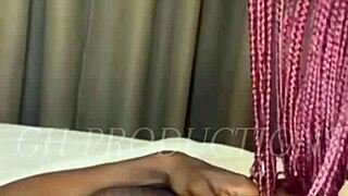 Skinny African Couple's Hot Foreplay Massage Handjob Petite Tits