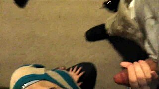 Messy FACIAL for Glasses MILF in HOMEMADE Blowjob CUMSHOT Close-Up!