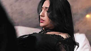 Skinny witch slut rides stranger cock halloween night pussy swollen!