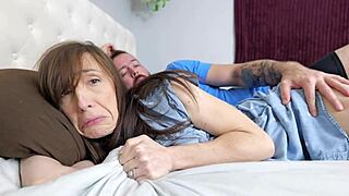 stepson sneaks in stepmom's bed rips clothes fucks rough creampies her wet pussy