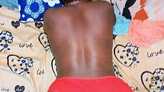 A beautiful big ass ebony babe rides cock doggystyle in apartment