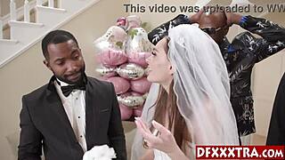Aften Opal Sexy Teen Bride Fucks Husband's Black Friends in Wedding Gangbang with Monster Cocks