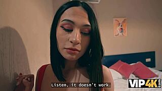 Slutty teen debtor rams tight pussy and asshole on massive cock to settle debt