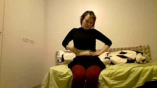 sexy blonde webcam girl strips clothes rips them off then masturbates hard