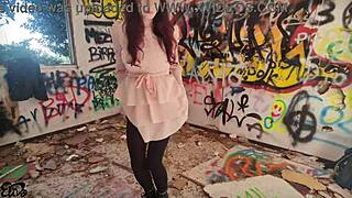 check out this skinny italian whore with huge natural tits getting fucked doggystyle by monster cock in abandoned spot