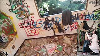 check out this skinny italian whore with huge natural tits getting fucked doggystyle by monster cock in abandoned spot