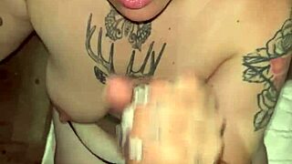 i love sloppy deepthroating her big tits and gulping all that cum