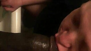 crazy redhead showers big black cock with deep suck