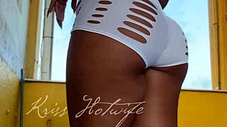 Think You Can Handle This Naughty Wife's Cameltoe Shorts Flash at the Gym?