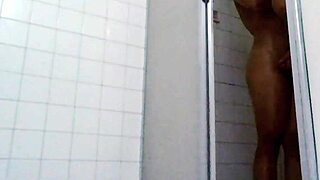 real couple's steamy bathroom shower at home