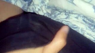 brunette masturbates wet pussy under blanket while stepdad games pov