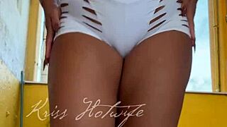 Think You Can Handle This Naughty Wife's Cameltoe Shorts Flash at the Gym?